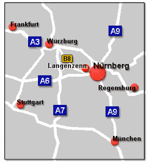 Anfahrtskizze Rotork-Schischek – Langenzenn, Deutschland