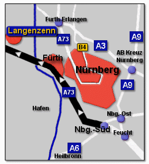 Anfahrtskizze Rotork-Schischek – Metropolregion Nürnberg, Langenzenn, Deutschland